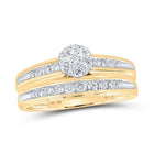 Radiant Love: 10kt Yellow Gold His Hers Round Diamond Cluster Matching Wedding Set 3/4 Cttw - Splendid Jewellery