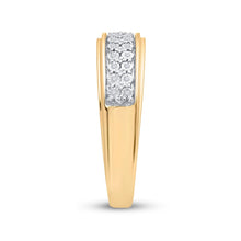Load image into Gallery viewer, Radiant Love 10kt Yellow Gold His Hers Round Diamond Cluster Matching Wedding Set - Splendid Jewellery