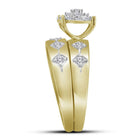 Radiant Love: 10kt Yellow Gold His Hers Round Diamond Cluster Matching Wedding Set - Splendid Jewellery
