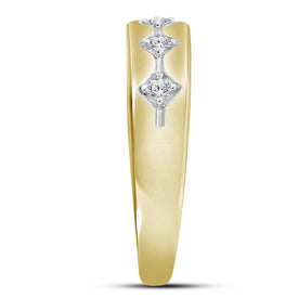 Radiant Love: 10kt Yellow Gold His Hers Round Diamond Cluster Matching Wedding Set - Splendid Jewellery