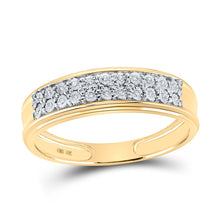 Load image into Gallery viewer, Radiant Love 10kt Yellow Gold His Hers Round Diamond Cluster Matching Wedding Set Side 2 view from the 10Kt Yellow Gold His Hers Round Diamond Cluster Matching Wedding Set 1 10 Cttwpin14481 collection by Splendid Jewellery