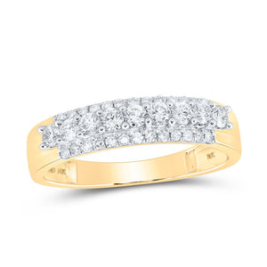 Radiant Love 10kt Yellow Gold His Hers Round Diamond Cluster Wedding Set 1 - 3/4 Cttw - Splendid Jewellery