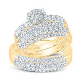Radiant Love 10kt Yellow Gold His Hers Round Diamond Cluster Wedding Set 1-3/4 Cttw Top view from the 10Kt Yellow Gold His Hers Round Diamond Cluster Matching Wedding Set 1 3 4 Cttwpin213530 collection by Splendid Jewellery