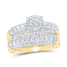 Load image into Gallery viewer, Radiant Love 10kt Yellow Gold His Hers Round Diamond Cluster Wedding Set 1 - 3/4 Cttw - Splendid Jewellery