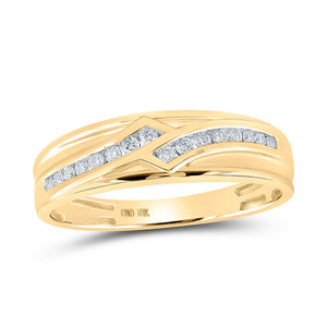 Radiant Love: 10kt Yellow Gold His Hers Round Diamond Square Matching Wedding Set - Splendid Jewellery