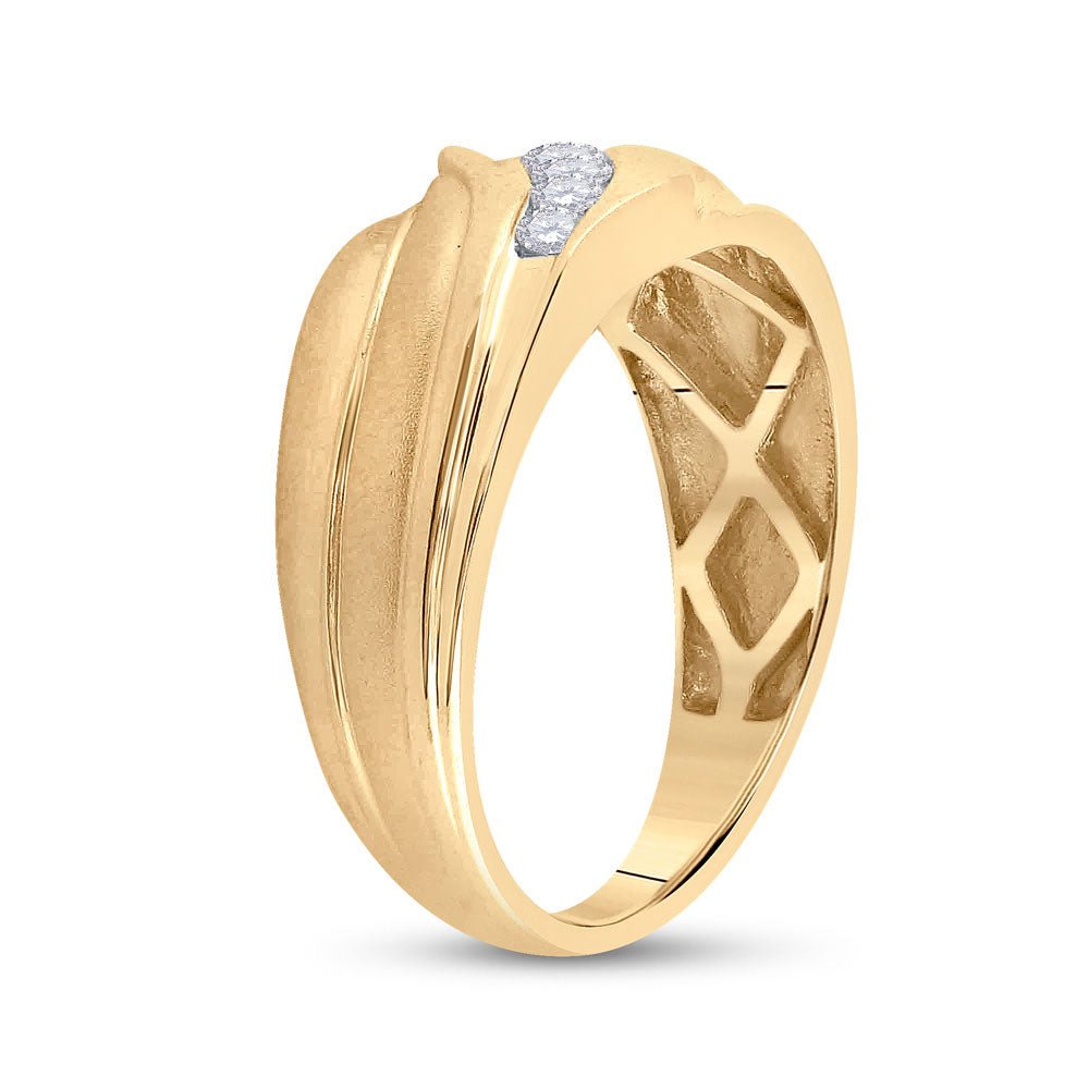 Radiant Love: 10kt Yellow Gold Mens Round Diamond Wedding Band Ring 1/3 Cttw - Splendid Jewellery