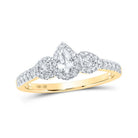 Radiant Love 10kt Yellow Gold Pear Diamond 3 - stone Bridal Wedding Engagement Ring 1/2 Cttw - Splendid Jewellery