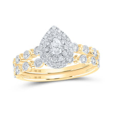 Load image into Gallery viewer, Radiant Love 10kt Yellow Gold Pear Diamond Bridal Wedding Ring Band Set 3/8 Cttw - Splendid Jewellery