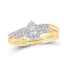 Radiant Love 10kt Yellow Gold Pear Diamond Solitaire Bridal Wedding Ring Band Set - Splendid Jewellery