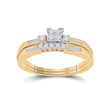 Load image into Gallery viewer, Radiant Love: 10kt Yellow Gold Princess Diamond Bridal Wedding Ring Band Set 1/3 Cttw - Splendid Jewellery
