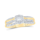 Radiant Love 10kt Yellow Gold Princess Diamond Halo Bridal Wedding Ring Band Set 1/2 Cttw - Splendid Jewellery