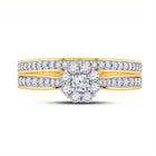 Radiant Love: 10kt Yellow Gold Round Diamond Bridal Wedding Ring Band Set 1/2 Cttw product Top View from Splendid Jewellery