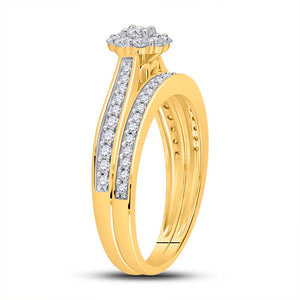 Radiant Love: 10kt Yellow Gold Round Diamond Bridal Wedding Ring Band Set 1/2 Cttw - Splendid Jewellery