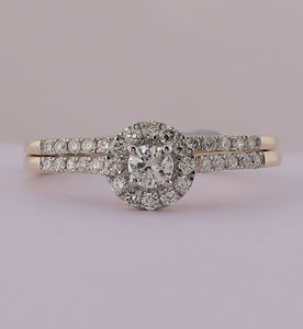 Radiant Love: 10kt Yellow Gold Round Diamond Bridal Wedding Ring Band Set 1/2 Cttw - Splendid Jewellery