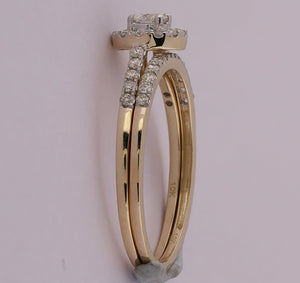 Radiant Love: 10kt Yellow Gold Round Diamond Bridal Wedding Ring Band Set 1/2 Cttw - Splendid Jewellery