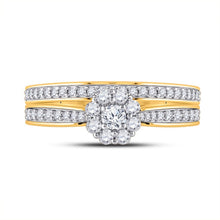 Load image into Gallery viewer, Radiant Love: 10kt Yellow Gold Round Diamond Bridal Wedding Ring Band Set 1/2 Cttw - Splendid Jewellery