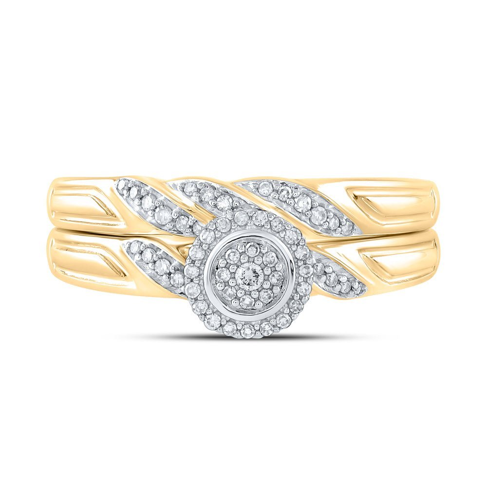 Radiant Love 10kt Yellow Gold Round Diamond Bridal Wedding Ring Band Set 1/6 Cttw - Splendid Jewellery