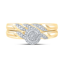 Load image into Gallery viewer, Radiant Love 10kt Yellow Gold Round Diamond Bridal Wedding Ring Band Set 1/6 Cttw - Splendid Jewellery