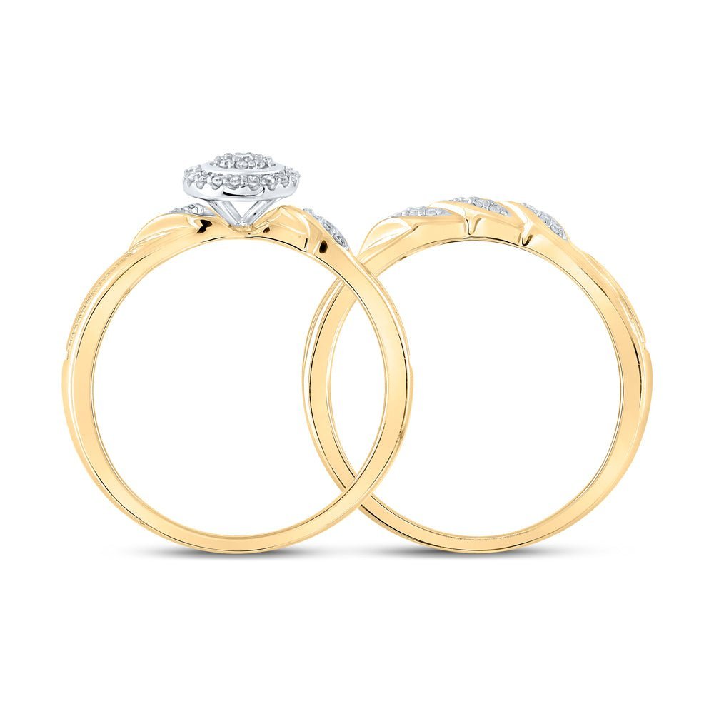 Radiant Love 10kt Yellow Gold Round Diamond Bridal Wedding Ring Band Set 1/6 Cttw - Splendid Jewellery