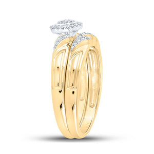 Radiant Love 10kt Yellow Gold Round Diamond Bridal Wedding Ring Band Set 1/6 Cttw - Splendid Jewellery