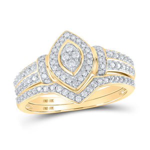 Radiant Love 10kt Yellow Gold Round Diamond Bridal Wedding Ring Band Set - Splendid Jewellery