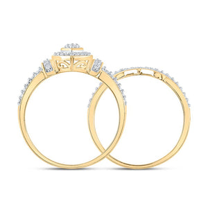 Radiant Love 10kt Yellow Gold Round Diamond Bridal Wedding Ring Band Set - Splendid Jewellery