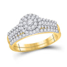 Radiant Love: 10kt Yellow Gold Round Diamond Bridal Wedding Ring Band Set 3/4 Cttw - Splendid Jewellery