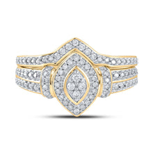 Load image into Gallery viewer, Radiant Love 10kt Yellow Gold Round Diamond Bridal Wedding Ring Band Set product Top View from Splendid Jewellery