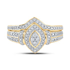 Radiant Love 10kt Yellow Gold Round Diamond Bridal Wedding Ring Band Set product Top View from Splendid Jewellery