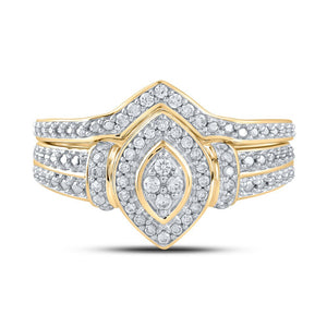 Radiant Love 10kt Yellow Gold Round Diamond Bridal Wedding Ring Band Set - Splendid Jewellery