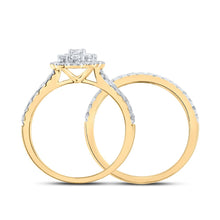 Load image into Gallery viewer, Radiant Love: 10kt Yellow Gold Round Diamond Bridal Wedding Ring Band Set product  Top View from Splendid Jewellery