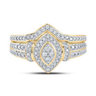 Radiant Love 10kt Yellow Gold Round Diamond Bridal Wedding Ring Band Set - Splendid Jewellery