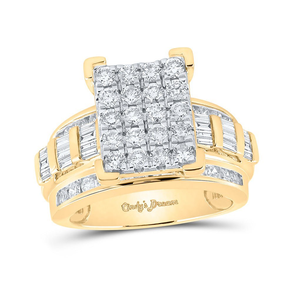 Radiant Love | 10kt Yellow Gold Round Diamond Cluster Bridal Wedding Engagement Ring 1 - 7/8 Cttw | Splendid Jewellery - Splendid Jewellery