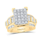 Radiant Love | 10kt Yellow Gold Round Diamond Cluster Bridal Wedding Engagement Ring 1 - 7/8 Cttw | Splendid Jewellery - Splendid Jewellery