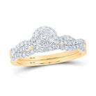Radiant Love 10kt Yellow Gold Round Diamond Cluster Bridal Wedding Ring Band Set 1/2 Cttw - Splendid Jewellery