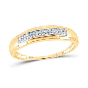 Radiant Love: 10kt Yellow Gold Round Diamond Cluster Wedding Ring Set 1/3 Cttw - Splendid Jewellery