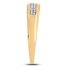 Load image into Gallery viewer, Radiant Love: 10kt Yellow Gold Round Diamond Cluster Wedding Ring Set 1/3 Cttw - Splendid Jewellery