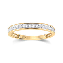 Load image into Gallery viewer, Radiant Love - 10kt Yellow Gold Round Diamond Halo Bridal Wedding Ring Band Set 1/2 Cttw product Top View from Splendid Jewellery