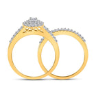 Radiant Love: 10kt Yellow Gold Round Diamond Halo Bridal Wedding Ring Band Set 1/2 Cttw - Splendid Jewellery