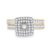 Load image into Gallery viewer, Radiant Love - 10kt Yellow Gold Round Diamond Halo Bridal Wedding Ring Band Set 1/2 Cttw - Splendid Jewellery