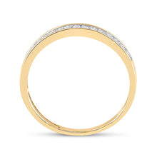Load image into Gallery viewer, Radiant Love - 10kt Yellow Gold Round Diamond Halo Bridal Wedding Ring Band Set 1/2 Cttw product Side View from Splendid Jewellery