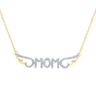 Radiant Love: 10kt Yellow Gold Round Diamond Mom Necklace 1/6 Cttw - Splendid Jewellery