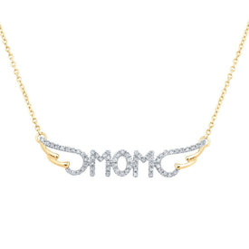 Radiant Love: 10kt Yellow Gold Round Diamond Mom Necklace 1/6 Cttw - Splendid Jewellery