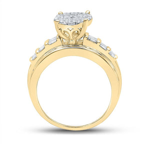 Radiant Love 10kt Yellow Gold Round Diamond Oval Bridal Wedding Engagement Ring 1 - 1/2 Cttw - Splendid Jewellery