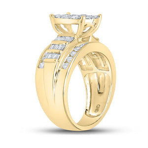 Radiant Love 10kt Yellow Gold Round Diamond Oval Bridal Wedding Engagement Ring 1 - 1/2 Cttw - Splendid Jewellery