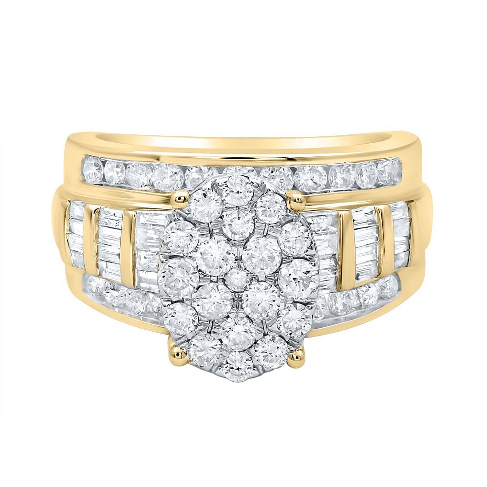 Radiant Love 10kt Yellow Gold Round Diamond Oval Bridal Wedding Engagement Ring 1 - 1/2 Cttw - Splendid Jewellery