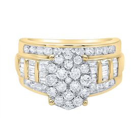 Radiant Love 10kt Yellow Gold Round Diamond Oval Bridal Wedding Engagement Ring 1 - 1/2 Cttw - Splendid Jewellery