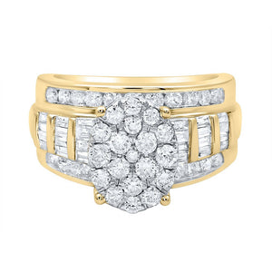 Radiant Love 10kt Yellow Gold Round Diamond Oval Bridal Wedding Engagement Ring 1 - 1/2 Cttw - Splendid Jewellery