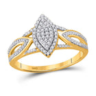 Radiant Love: 10kt Yellow Gold Round Diamond Oval Bridal Wedding Engagement Ring 1/4 Cttw - Splendid Jewellery