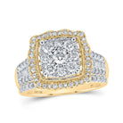 Radiant Love: 10kt Yellow Gold Round Diamond Square Bridal Wedding Ring Band Set 1 - 1/2 Cttw - Splendid Jewellery